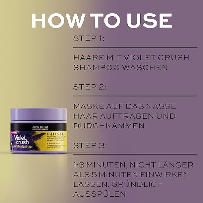 John Frieda Violet Crush Silver Mask – Contents: 250 ml – For Blonde Hair – Neutralises Yellow Tint – Repairs Hair Damage - Image 4